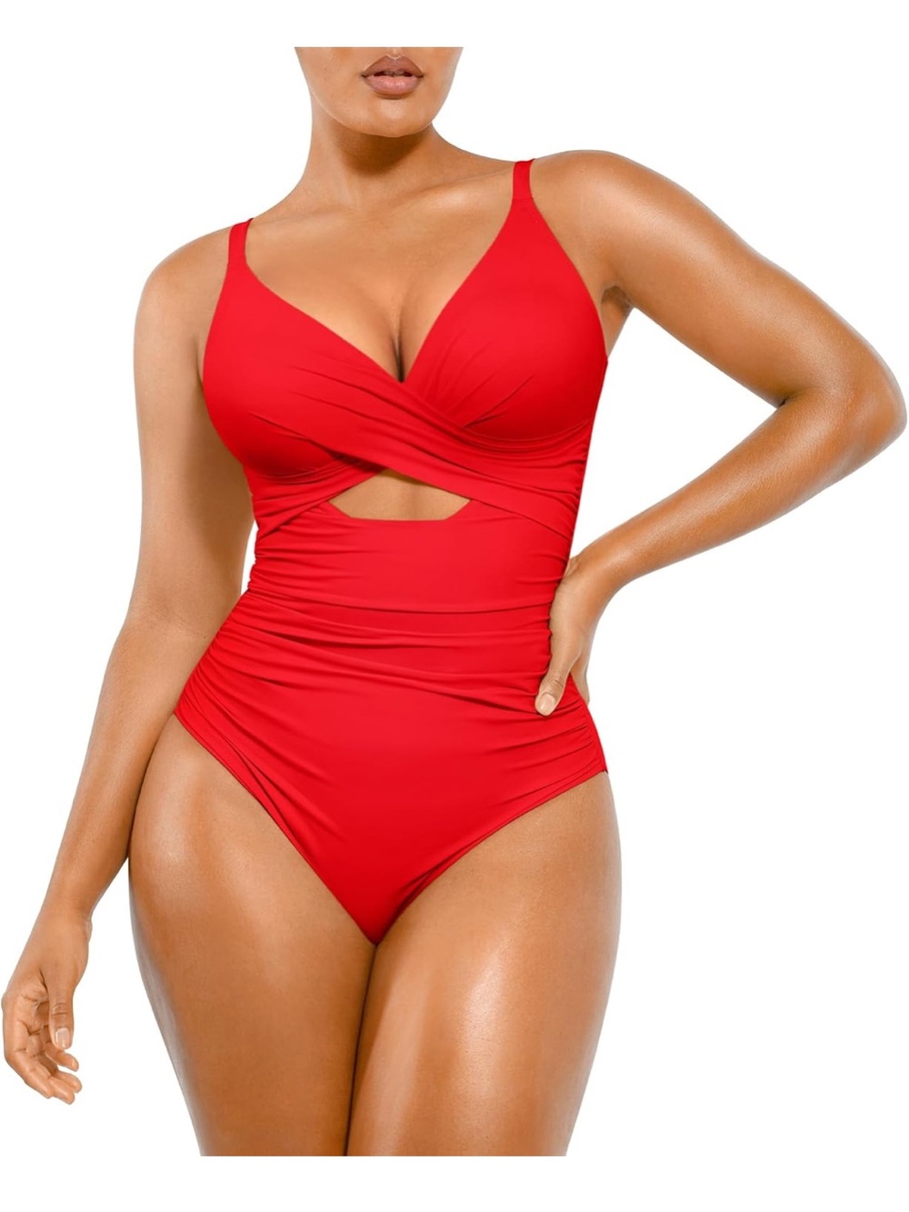 SHAPELLX Red S Tummy Control 
Slimming Swimwear Built-In Bra 1134/bb6-4